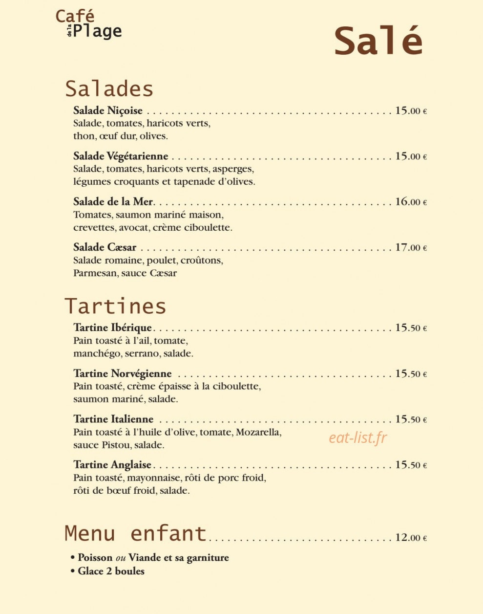Le café de la plage — carte page 4