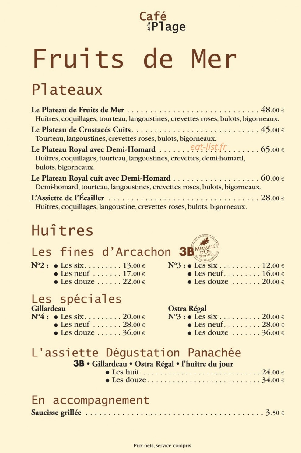 Le café de la plage — carte page 8