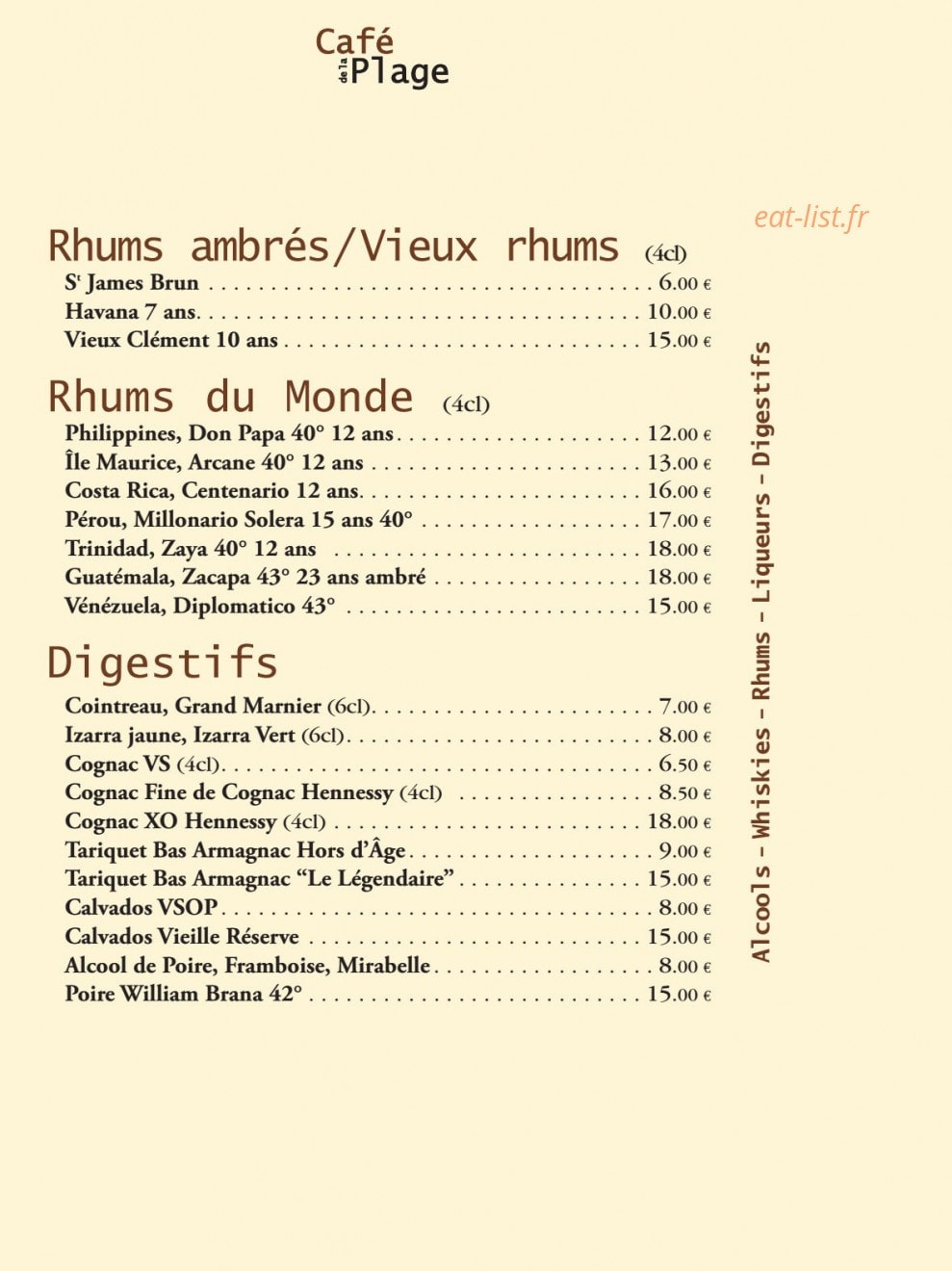Le café de la plage — carte page 13