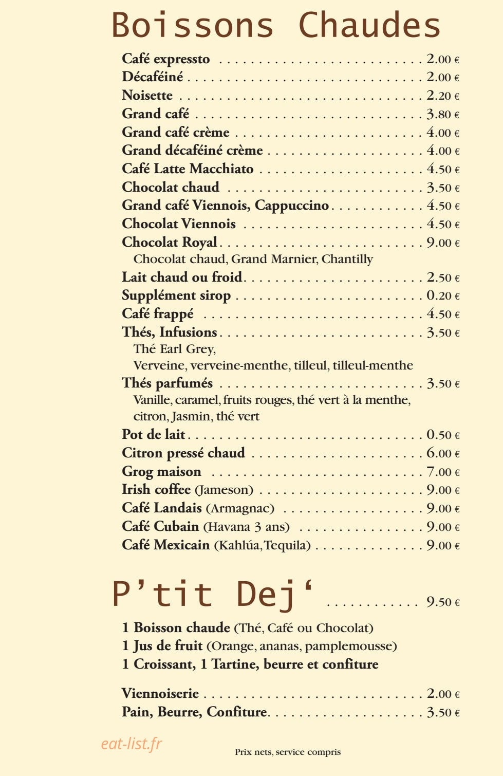 Le café de la plage — carte page 2