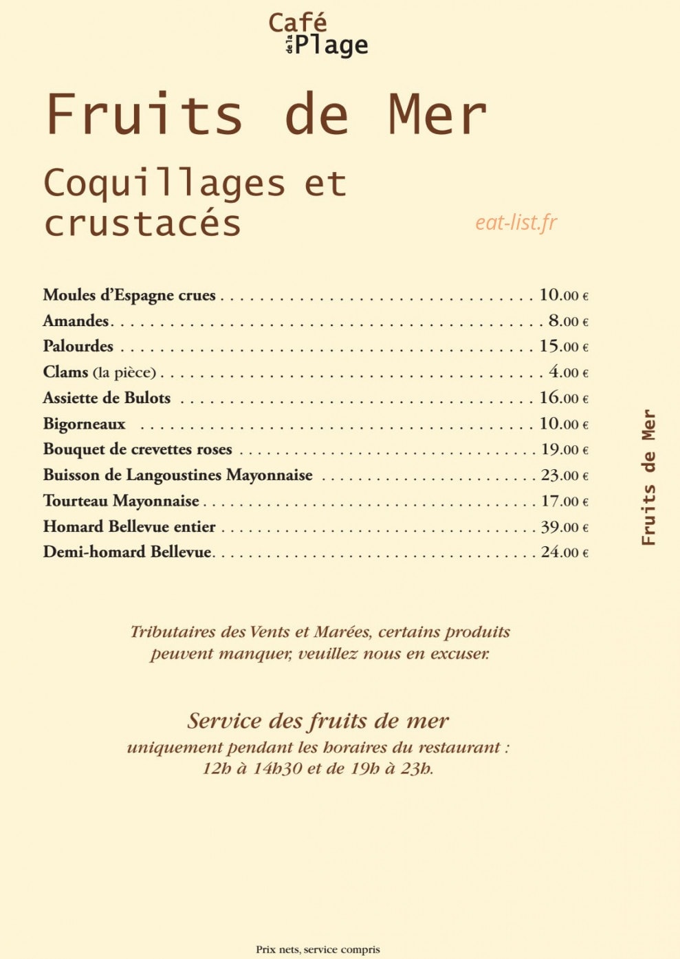 Le café de la plage — carte page 7