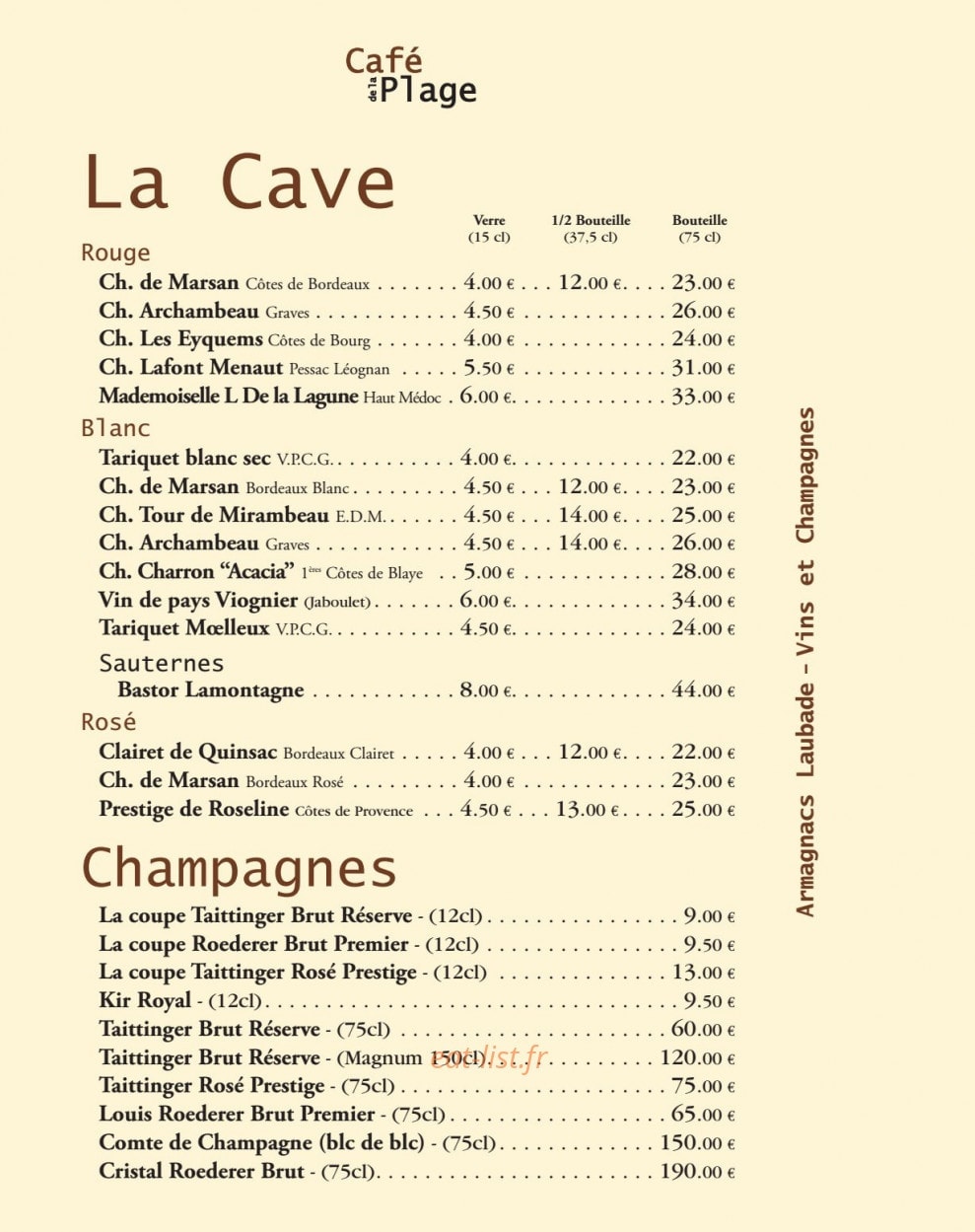 Le café de la plage — carte page 15