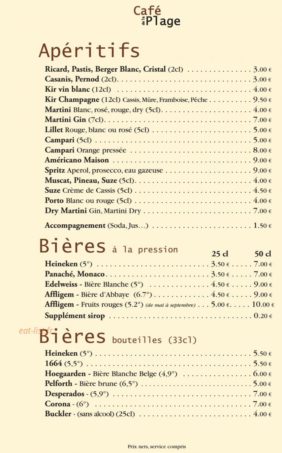 Le café de la plage — carte page 6