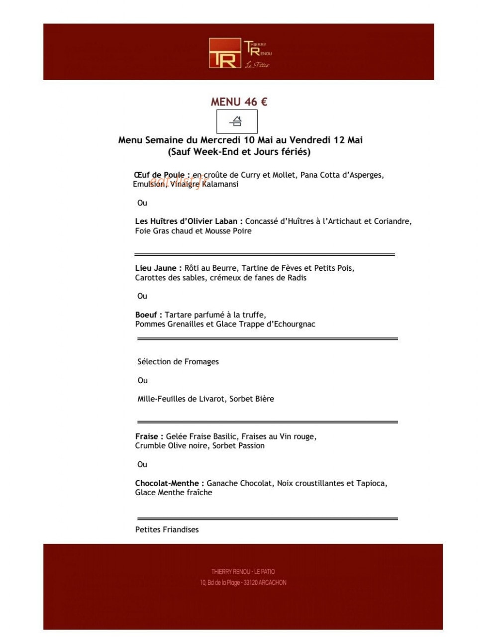 Le Patio Thierry Renou — carte page 1