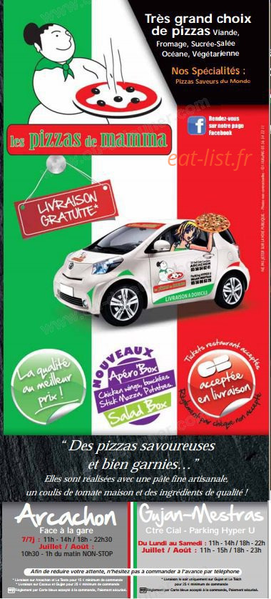 Les Pizzas de Mamma — carte page 1