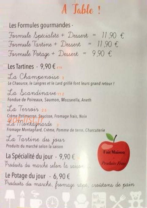 Maison & Tartine — carte page 1