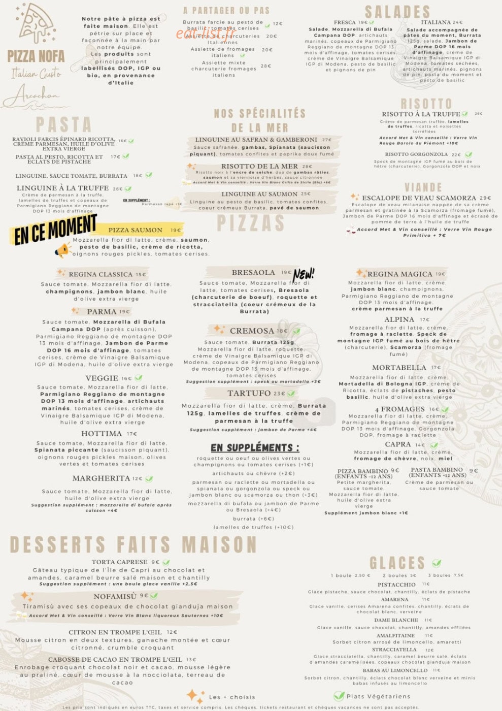 Pizza Nofa — carte page 1