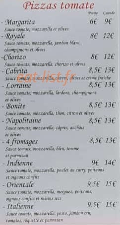 Pizza Pat' de l'Aiguillon — carte page 1