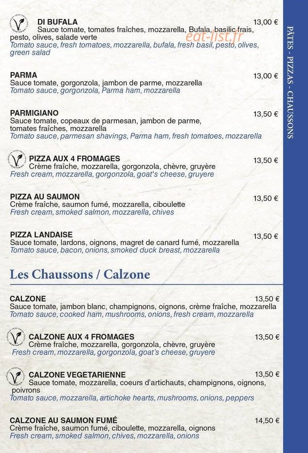 Pizzeria Azzurra — carte page 3