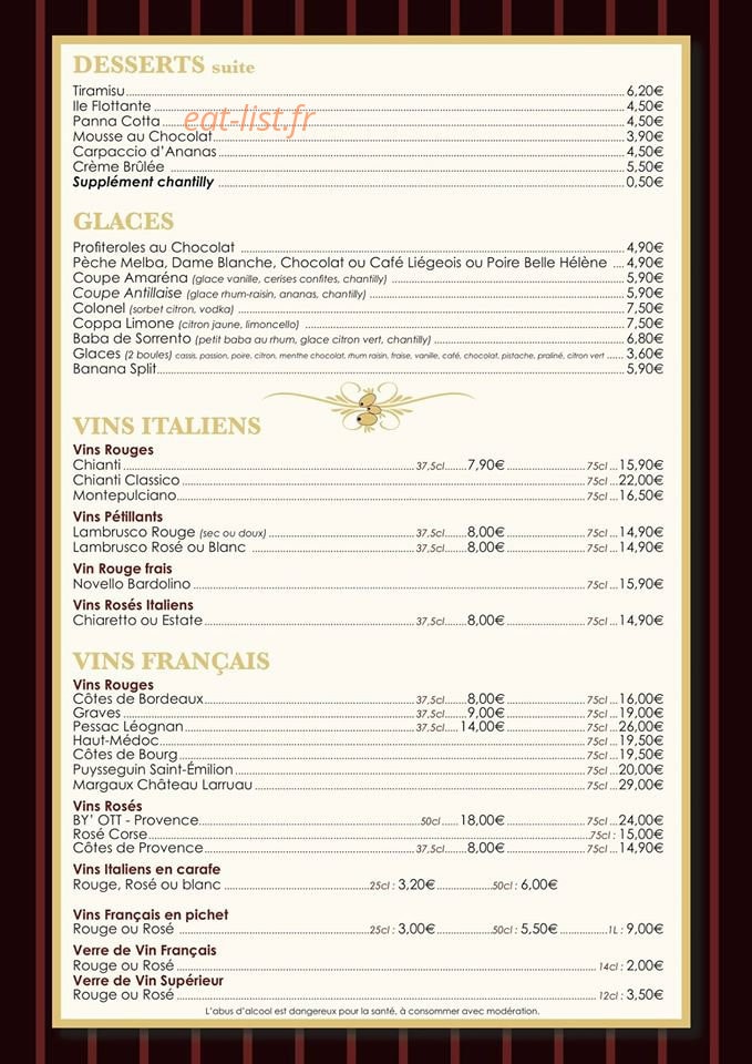 Pizzeria Jehenne — carte page 3