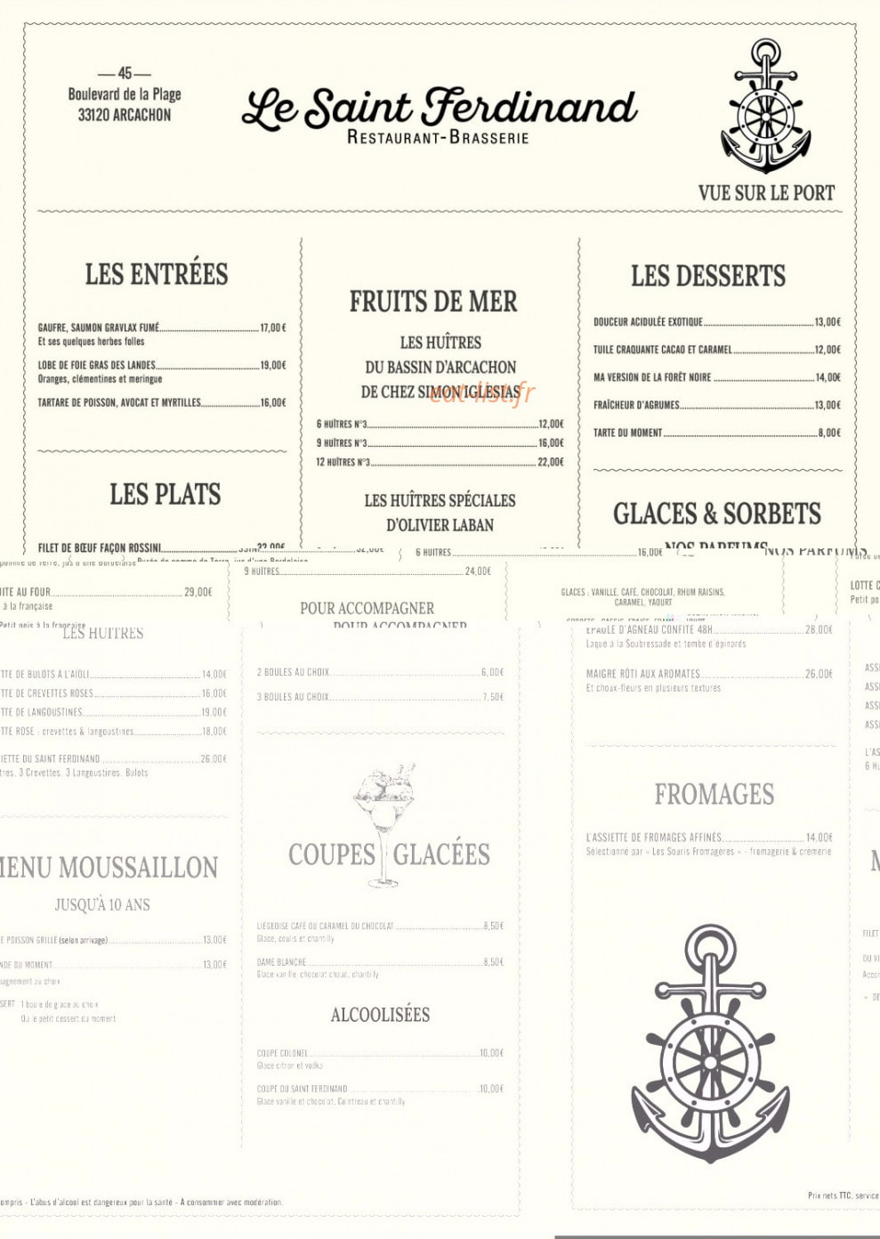 Restaurant Le Saint Ferdinand — carte page 1