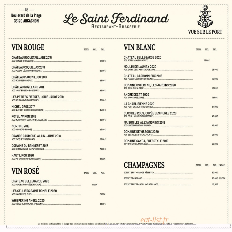 Restaurant Le Saint Ferdinand — carte page 3