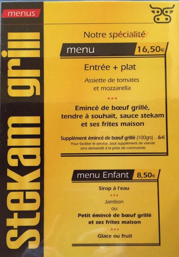 Stekam Grill — carte page 1