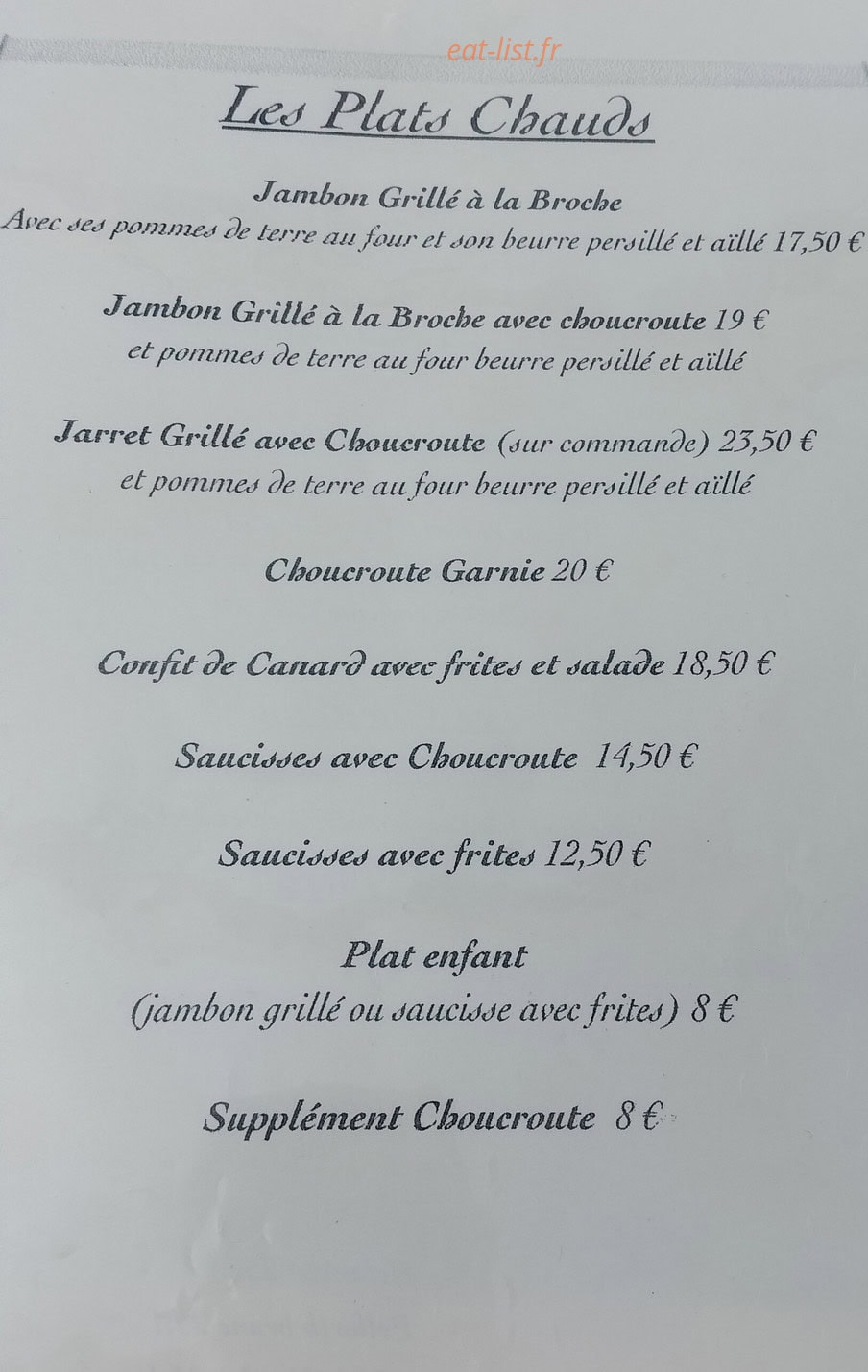 Chez Heidi — carte page 1
