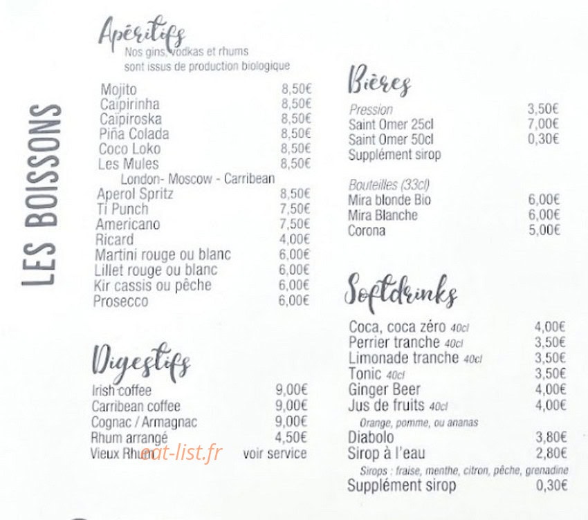 L'Atelier Resto — carte page 3
