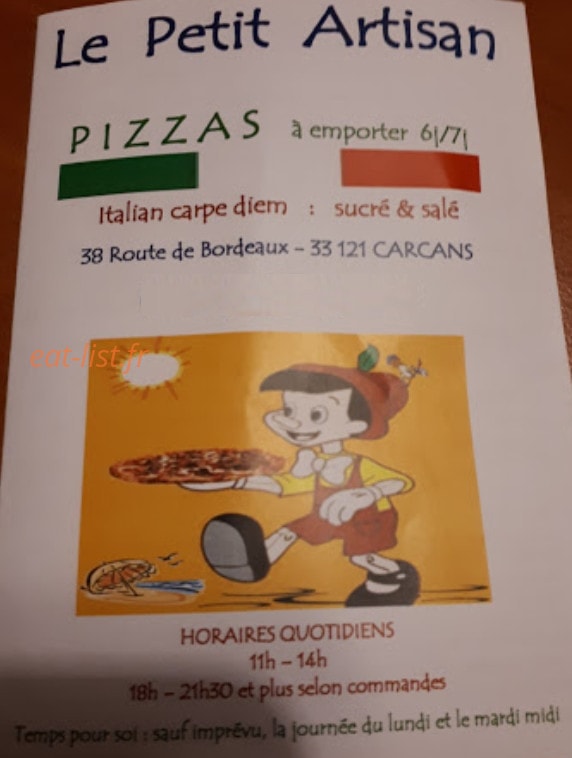Le Petit Artisan — carte page 1