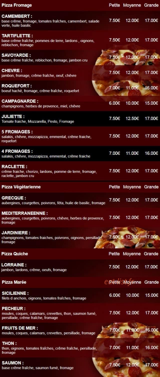 Les Pizzas de Charlotte — carte page 2