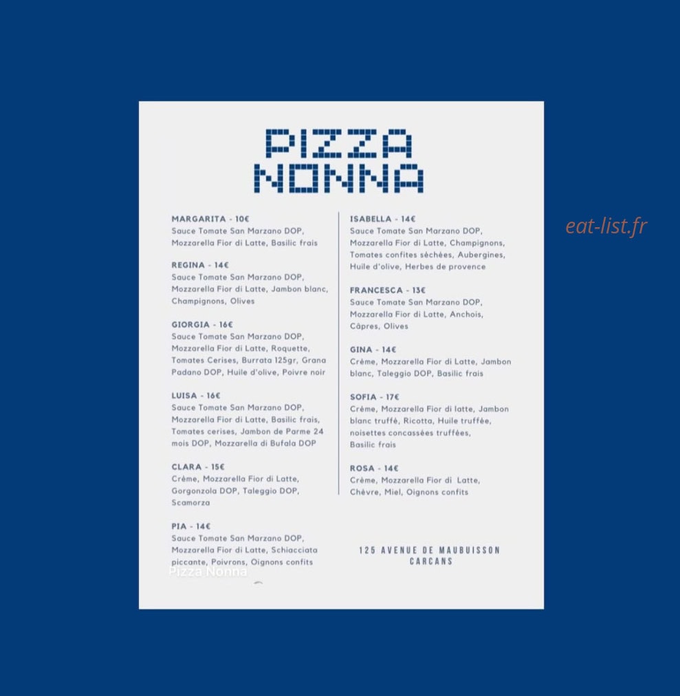 Pizza Nonna — carte page 1