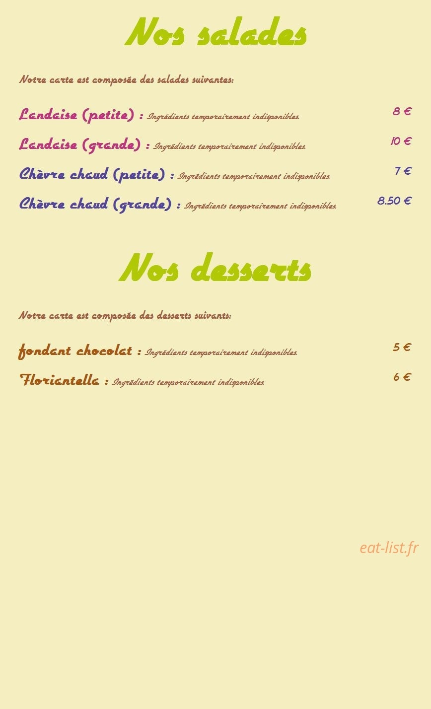Seventies Pizz — carte page 2