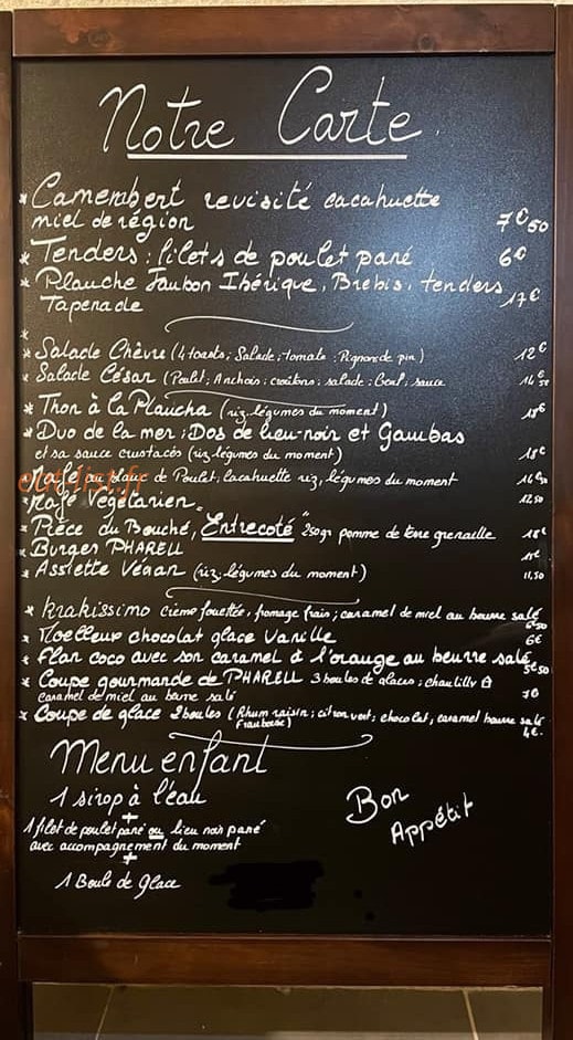 Bistro Pharell — carte page 1