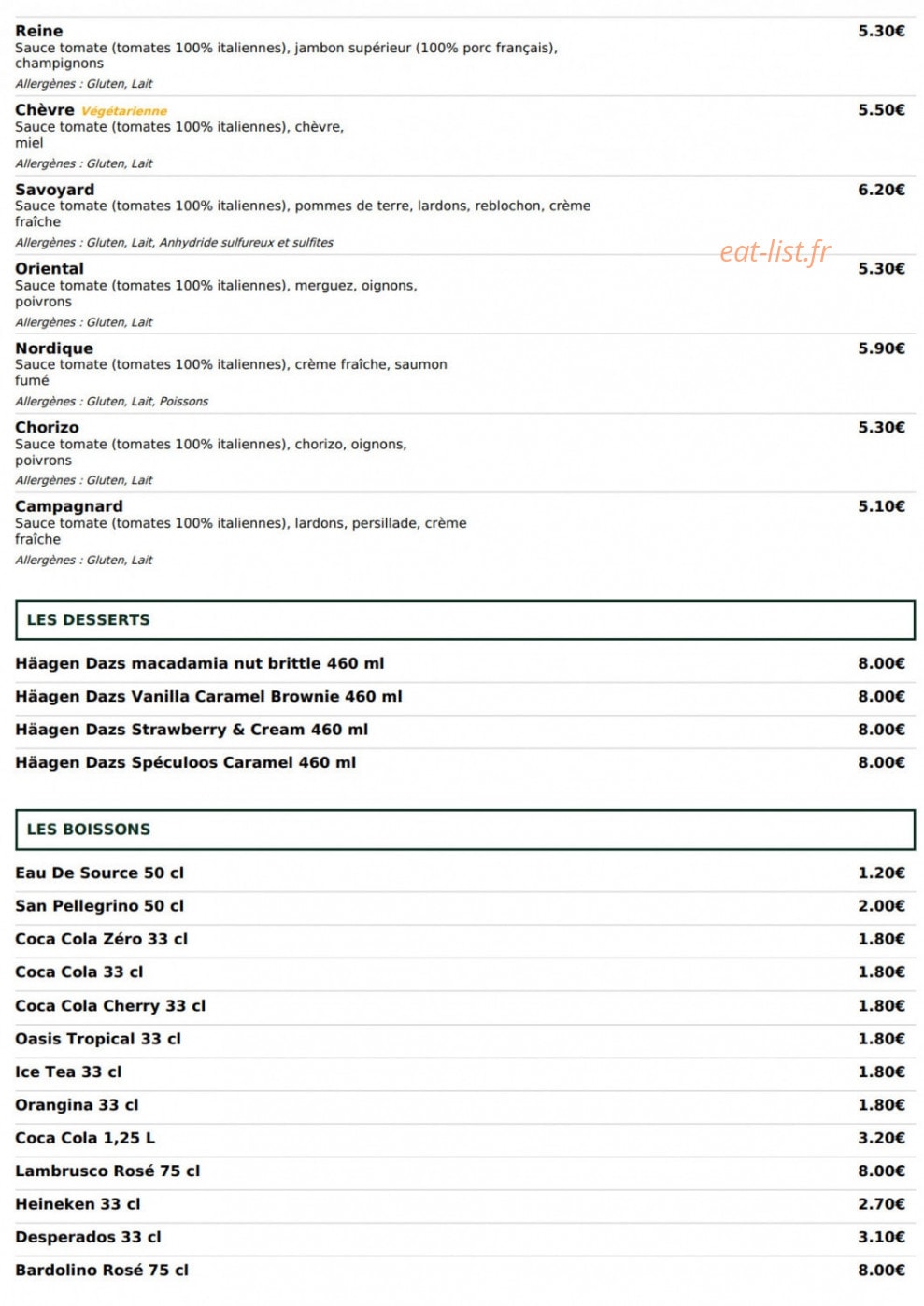 Le Kiosque à Pizzas — carte page 4