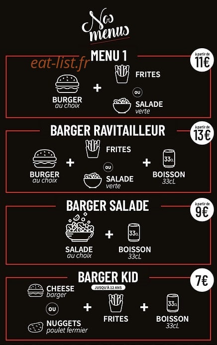 Barger Burger — carte page 1