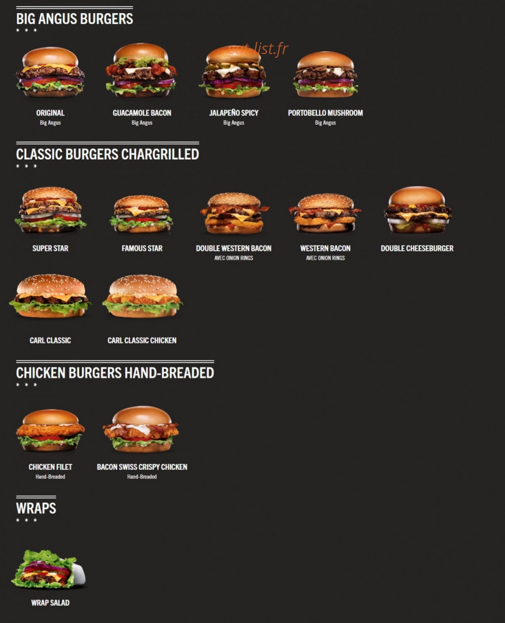 Carl’s Jr — carte page 1