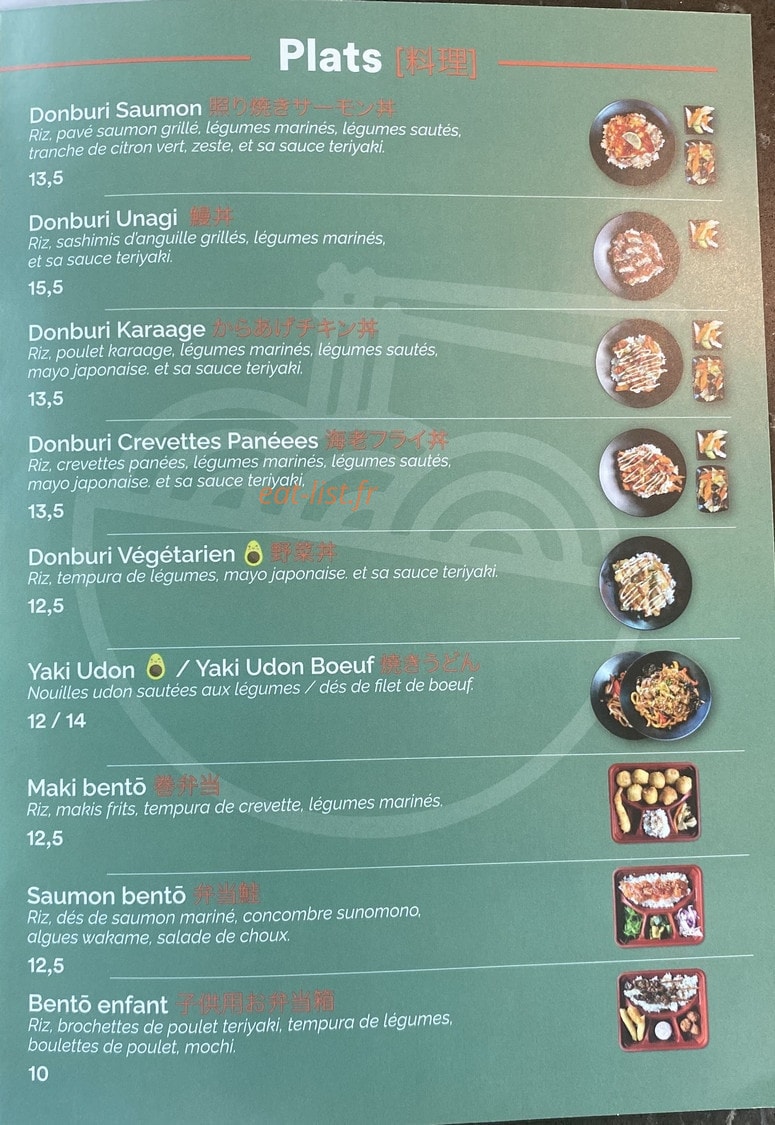 Chef Aji — carte page 2