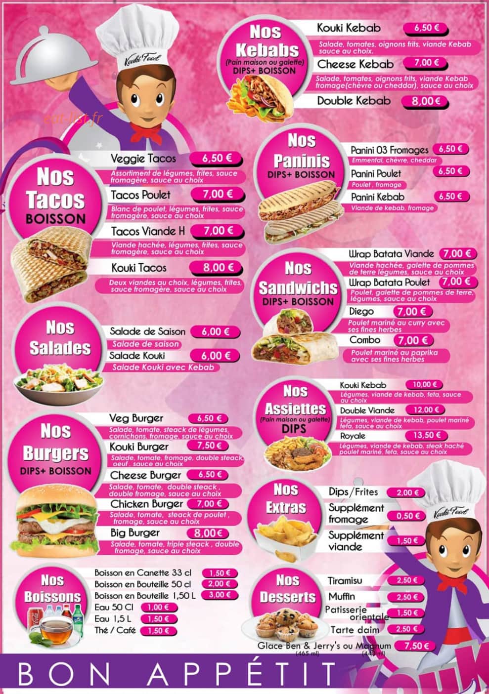 Kouki Food — carte page 1