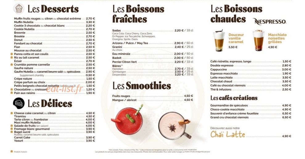 La Cabane à Bagels — carte page 2