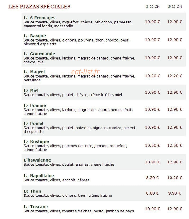 Le Kiosque à Pizzas — carte page 3