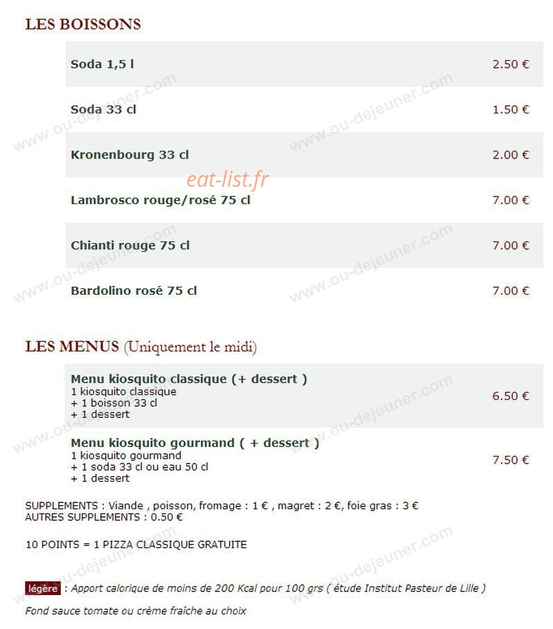 Le Kiosque à Pizzas — carte page 5