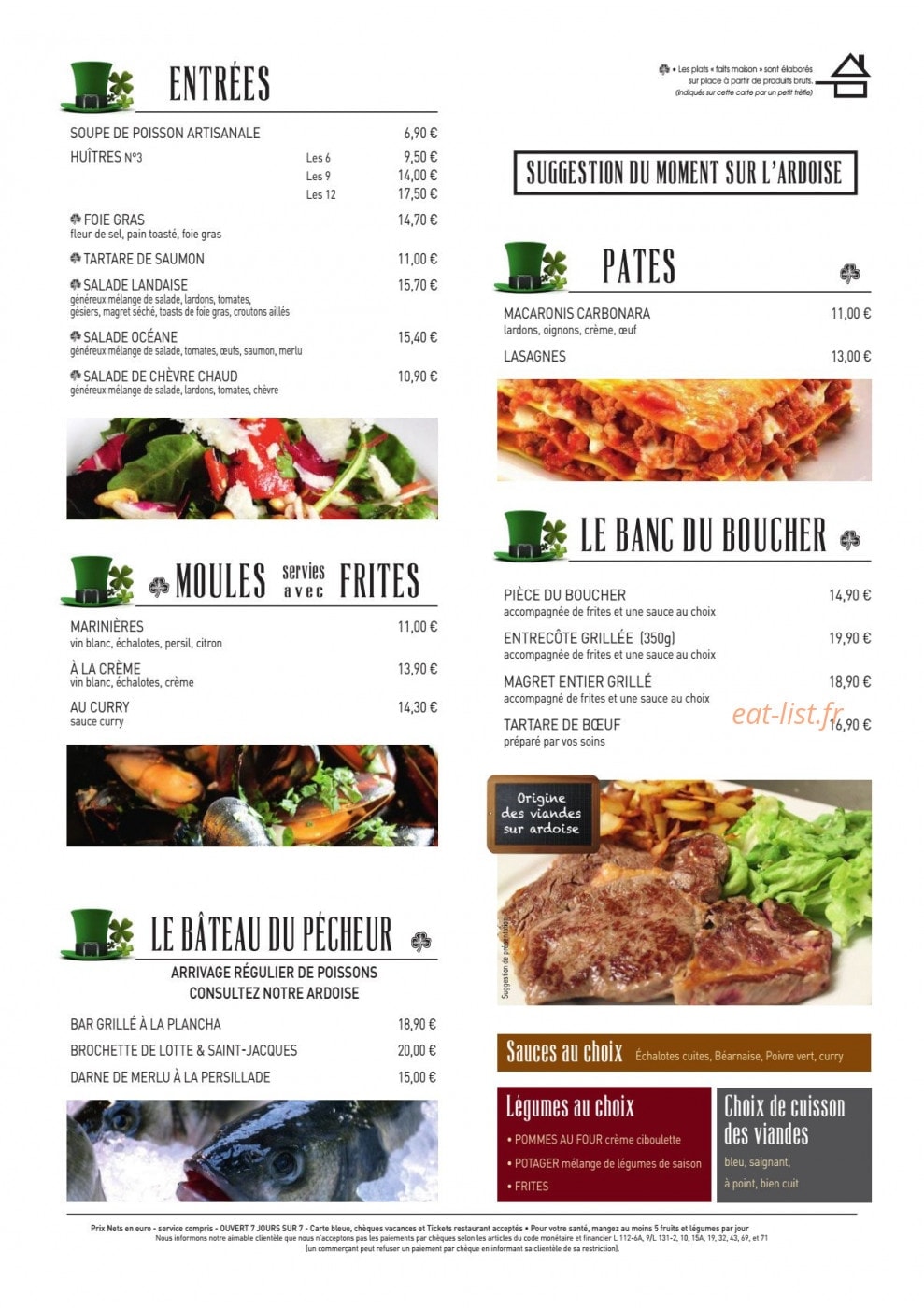 Arthur's Pub — carte page 3