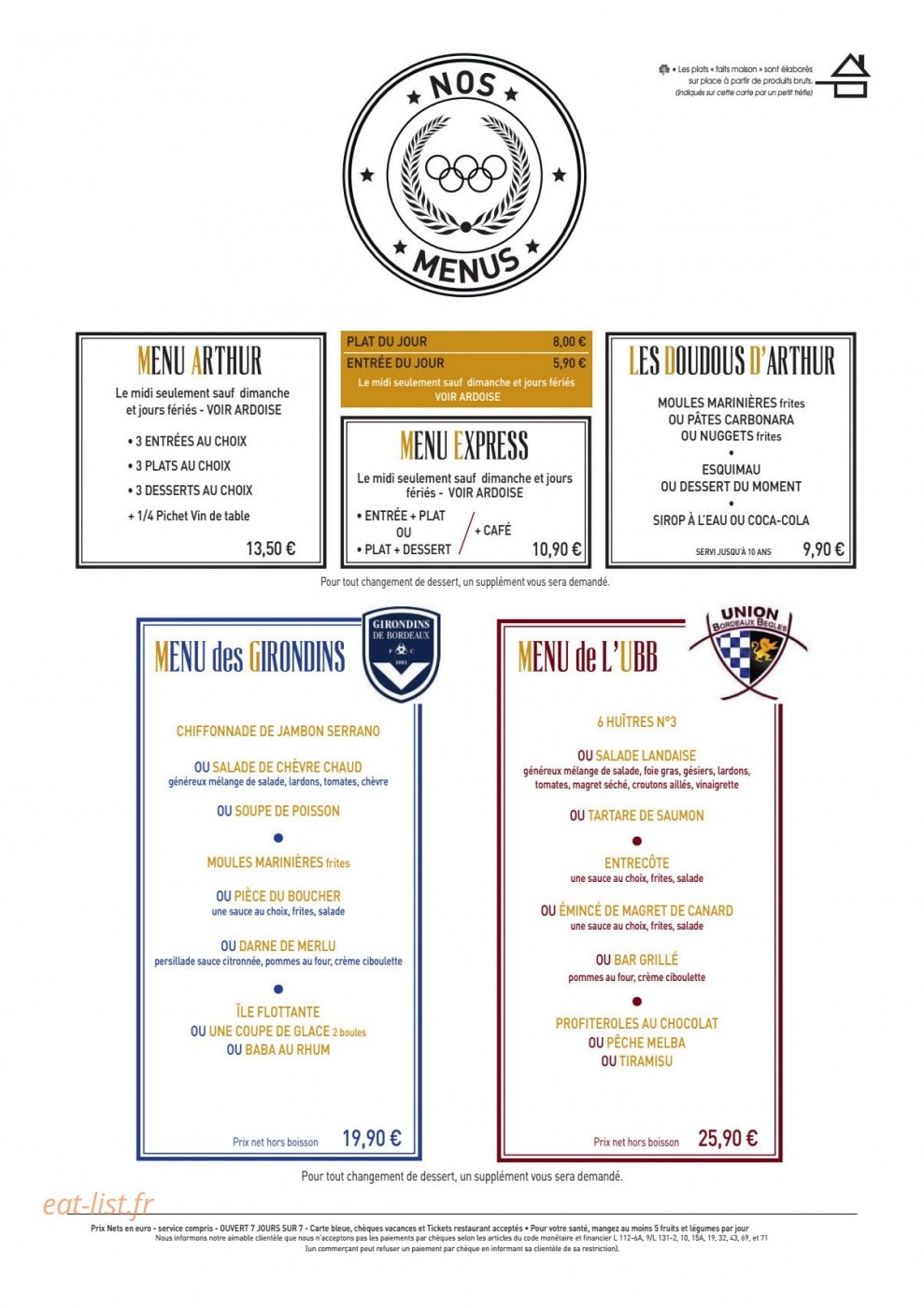Arthur's Pub — carte page 5
