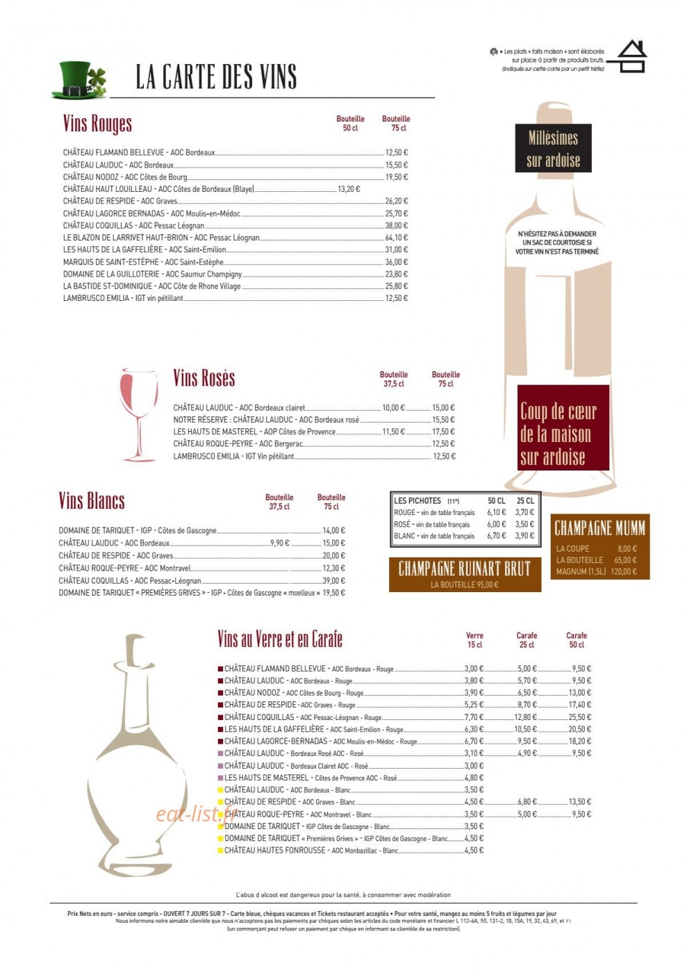 Arthur's Pub — carte page 2