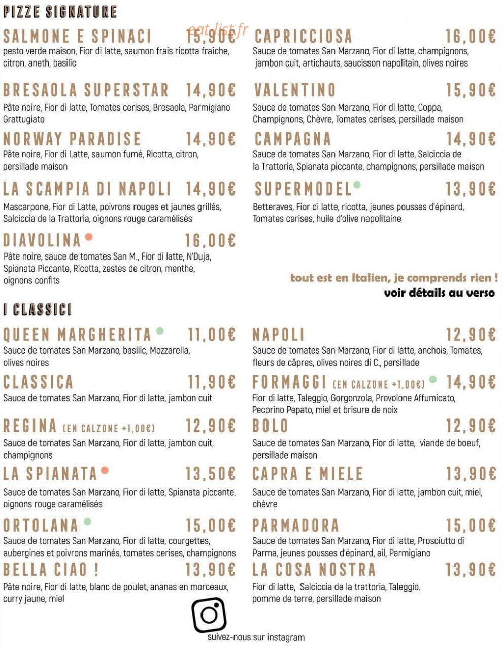 La Cucina — carte page 2