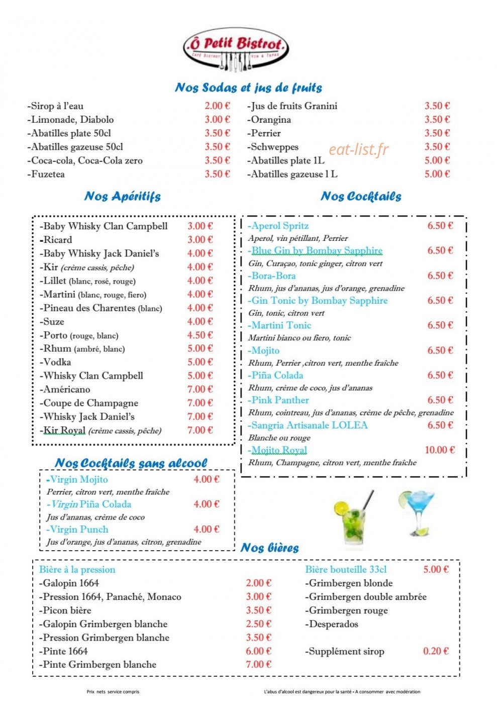 Ô Petit Bistrot — carte page 4