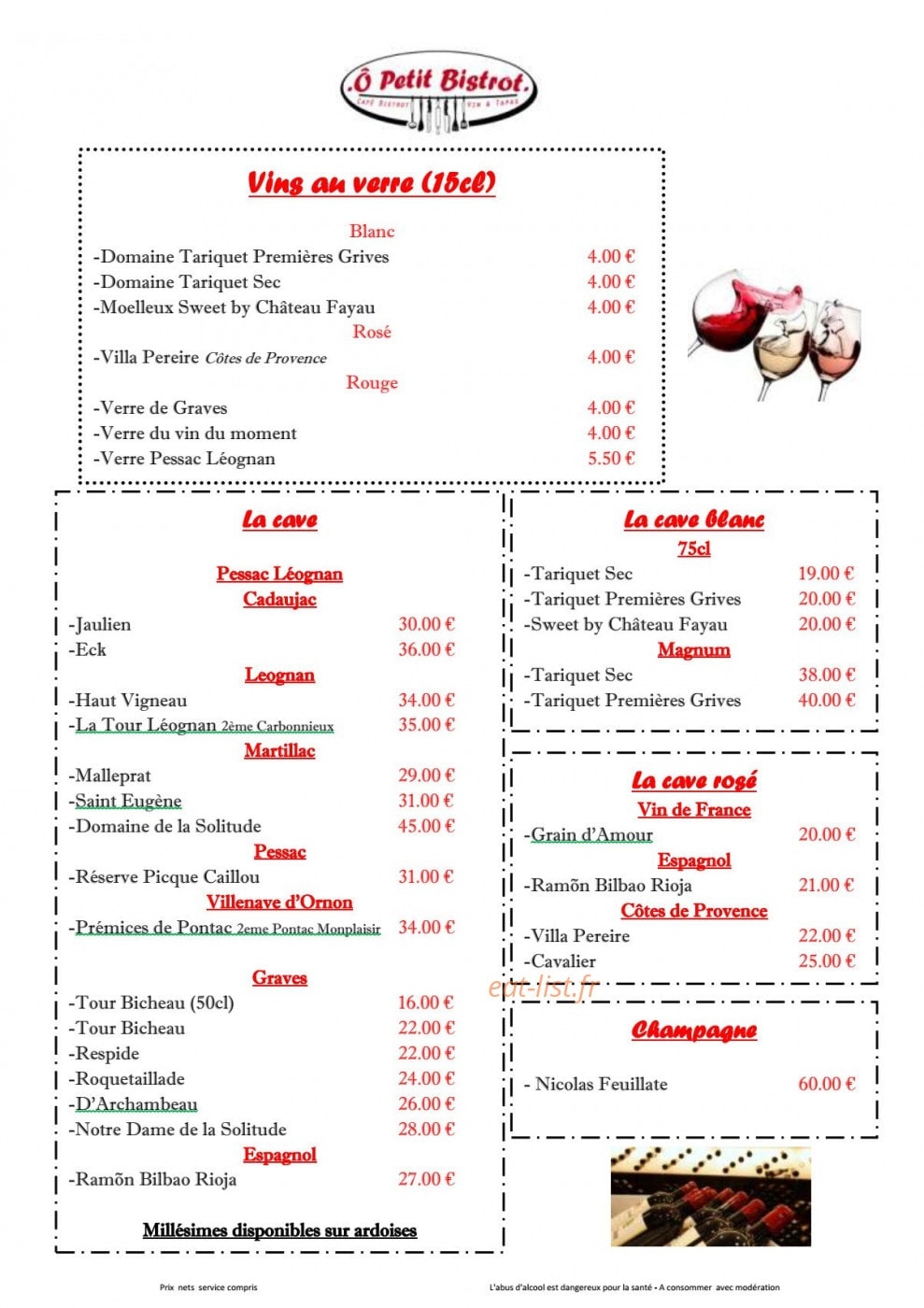 Ô Petit Bistrot — carte page 3