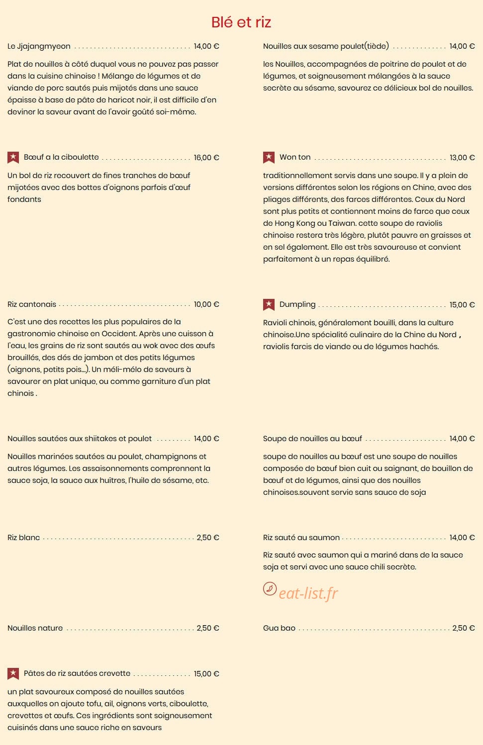 Bistrot Chinois — carte page 6