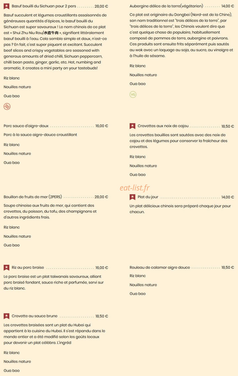 Bistrot Chinois — carte page 4