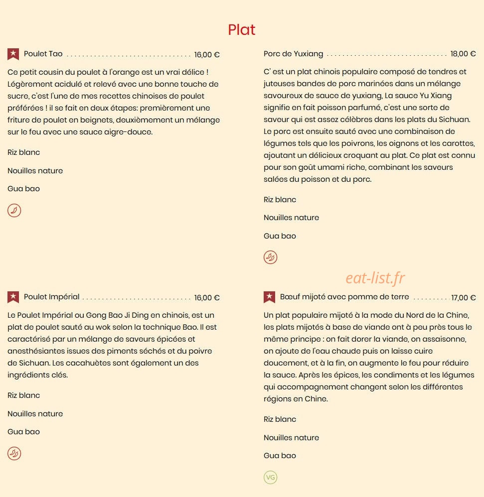 Bistrot Chinois — carte page 3