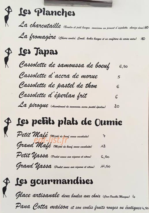 Chez Oumie — carte page 1