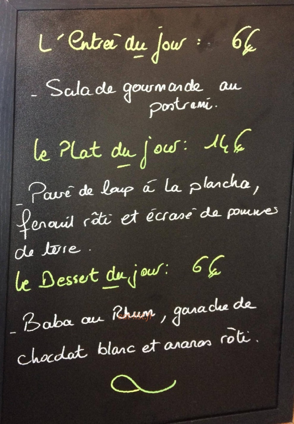 Carte et menu de Club House Tchanque à Villenave d'Ornon — Un exemple de menu du jour