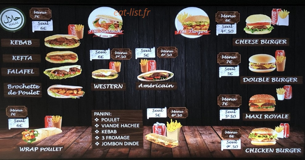 Carte et menu de Le royal palace à Villenave d'Ornon — Les sandwichs, burgers, paninis....