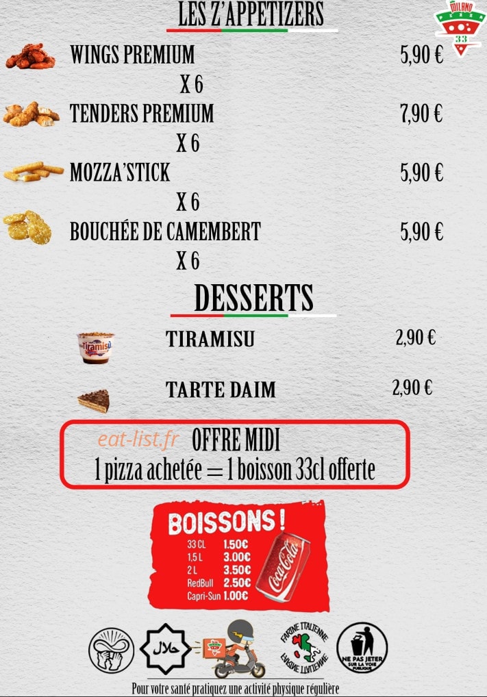 Milano Pizza — carte page 4