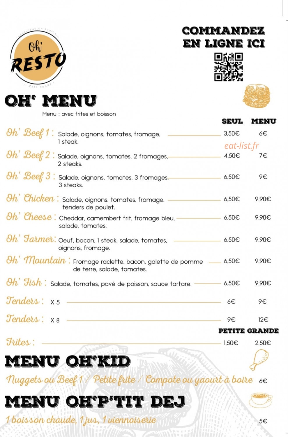 Oh'Resto — carte page 1