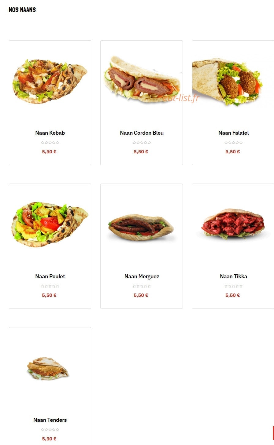 Quick Food — carte page 1