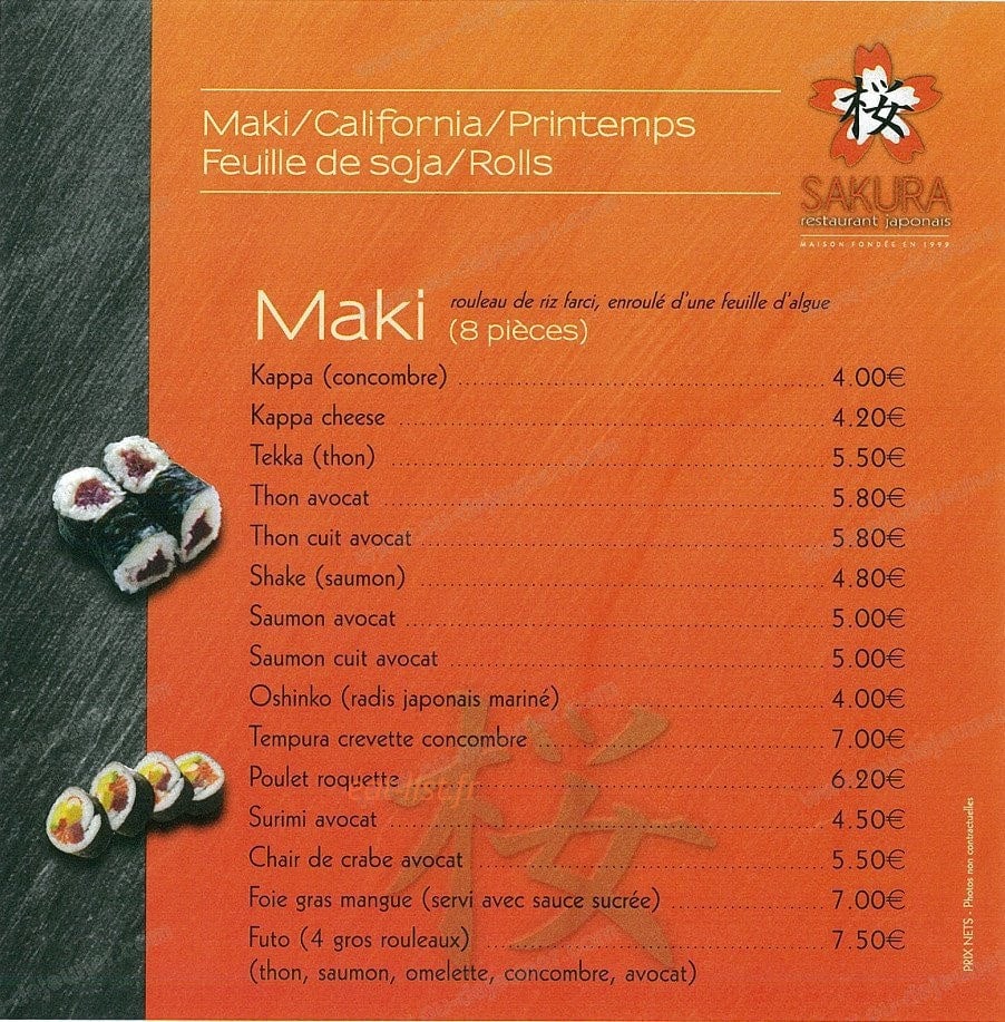 Sakura — carte page 2