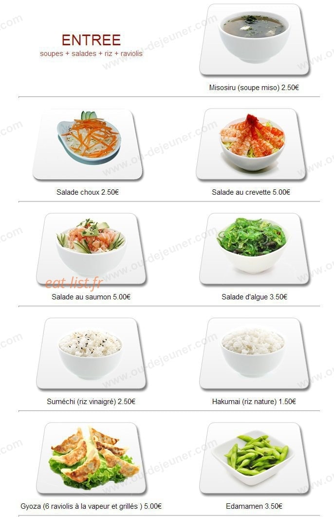 Carte et menu de Yukita à Villenave d'Ornon — Les entrées