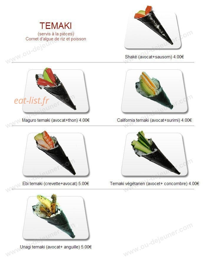 Carte et menu de Yukita à Villenave d'Ornon — Les témakis